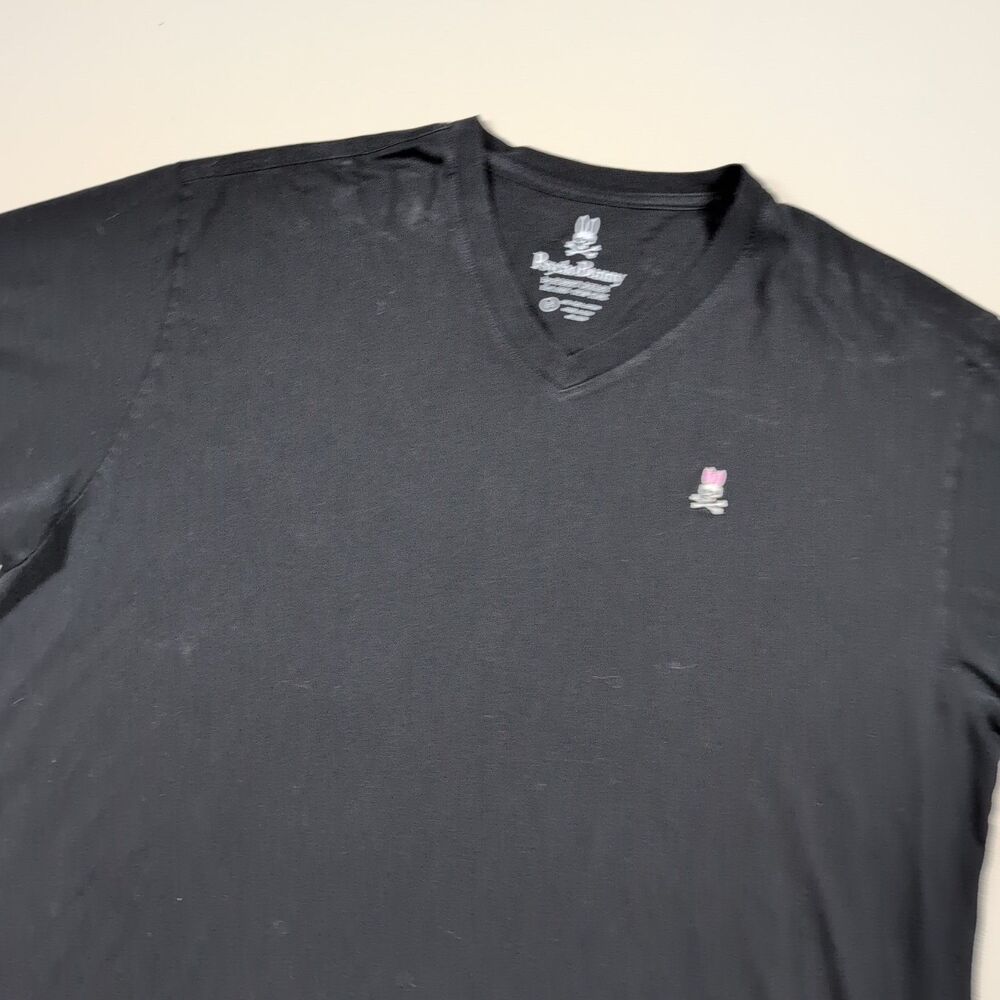 Psycho Bunny Shirt Mens 8 2XL Black V Neck Pima Cotton Logo Casual Tee Basic